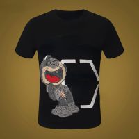 Tshirt Mens 2022 Cartoon Cat Hot Drill Trend Slim Fitting Tshirt Trend