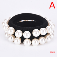 djsrg แฟชั่น Rhinestone Crystal Pearl hair band เชือกยืดหางม้าผู้หญิง