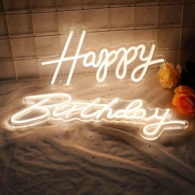 Happy Birthday Neon Sign 42x30cm Light Sign For Birthday Party Decoration Home Room Wall Decor Kids Gift Custom Led Light Signs