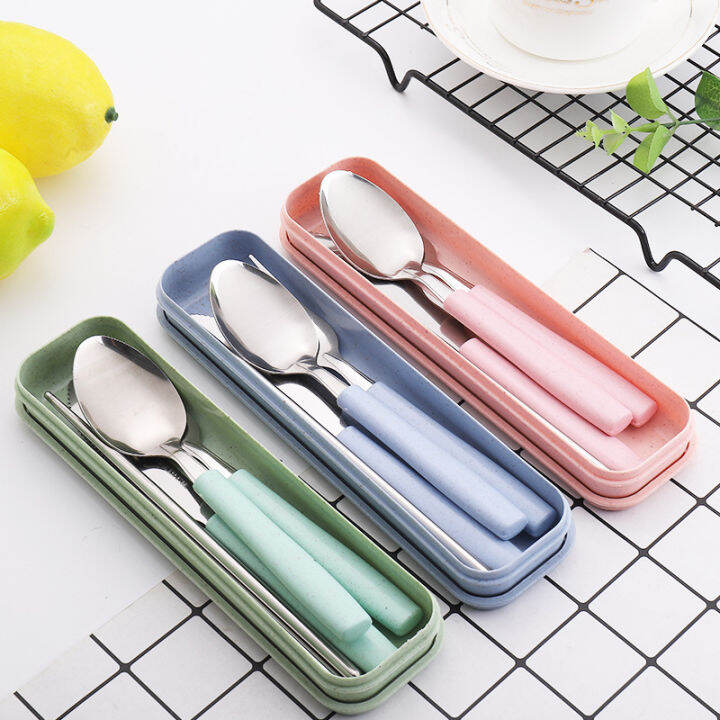 3 in 1 stainless steel cutlery Chopsticks forks spoons Portable ...