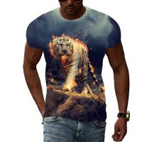 Summer Men Animal Tiger graphic t shirts Personality Fashion Cool Style Pattern Print T-shirt Trend Hip Hop short sleeve t-shirt