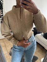 Colorfaith New 2022 Zippers Cardigans Knitted Vintage Fashionable Elagant Women 39;s Autunm Winter Sweaters Short Tops SWC3217JX