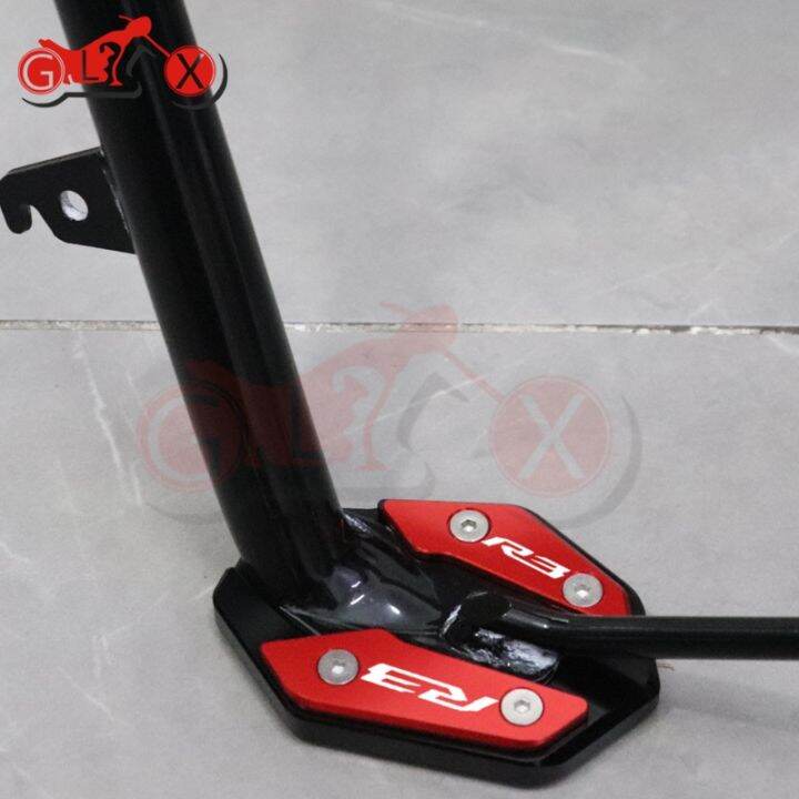 เครื่องมือเสริมสำหรับรถจักรยานยนต์-yamaha-yzf-r25-r3-mt03-mt25-r-3-mt-3-25-kickstand-แผ่นรองขาตั้งด้านข้างขยายแผ่น