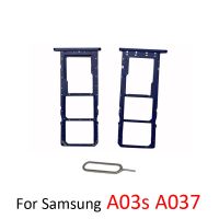 ถาดซิมเอสดีการ์ดโทรศัพท์สำหรับ Samsung Galaxy A03S A037F A037 A037M ของแท้ส่วนที่ใส่ซิมชิปช่องเสียบบัตรสีดำพร้อมชิ้นส่วนทดแทน LKT37125ขา