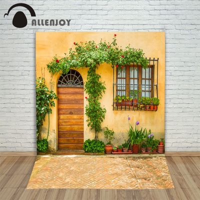 【Worth-Buy】 Allenjoy ฉากพื้นหลังฤดูใบไม้ผลิประตูหน้าต่างดอกไม้บ้านชนบทโฟโต้ฉากหลังสำหรับรูปถ่ายสตูดิโอโฟโต้