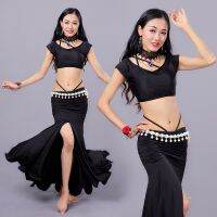 ■☫ 2018 Spring and Summer Adult Belly Dance Suit Milk Silk Short-sleeved Big Skirt Showing Navel Slender Beginner Practice Clothes