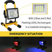 Portable 30W Reflector 24 LED Rechargeable Flood Light Spotlight IP65 Waterproof Cordless Camping Construction Emergency Lamp