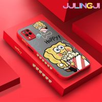 Jlingji เคสสำหรับ Infinix Hot 10S Hot 10S NFC Hot 10T เคสการ์ตูนมีความสุข SpongeBob มีน้ำค้างแข็งโปร่งใสบางๆเคสแข็งขอบสี่เหลี่ยมกันกระแทกลวดลายปลอกซิลิโคนคลุมทั้งหมดป้องกัน Softcase