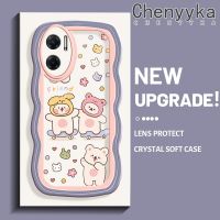 เคส Chenyyka สำหรับ Xiaomi MI Xiaomi MI Redmi 10 5G Note 11E 5G Redmi 11 Prime เคสลายการ์ตูนหมีสุดสร้างสรรค์ขอบครีมน่ารักกล่องกันกระแทกป้องกันเลนส์กล้องเคสโทรศัพท์โปร่งใสใสซิลิโคนนิ่ม