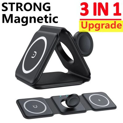 15W 3 in 1 Wireless Charger Pad Stand Magnetic Fast Wireless Charging Dock Station for iPhone 14 13 12 11 X Apple Watch Airpods