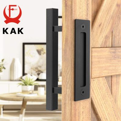 KAK 12 inches Sliding Barn Door Handle Pull Cabinet Flush Hardware Set Wood Door Handle Interior Door Furniture Handle Hardware