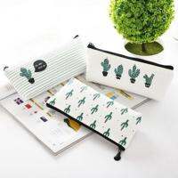 New Creative Cosmetic Storage Bag Makeup Brushes For Storing Pencils Zipper Cartoon Casual Canvas Small Fresh Cactus