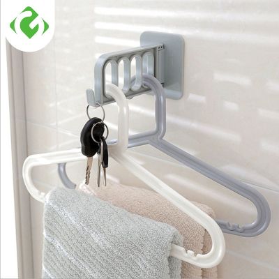 Household foldable clothes hook bathroom multi-function strong adhesive hanger hook storage rack key hooks coat hooks for wall Clothes Hangers Pegs