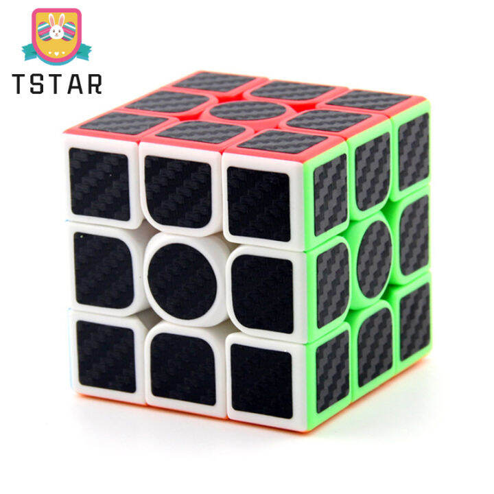 ts-ready-stock-3x3-magic-cube-สติ๊กเกอร์คาร์บอนไฟเบอร์-smooth-speed-cube-children-decompression-puzzle-toys-cod