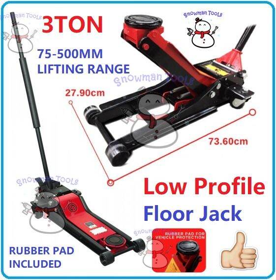 3 TON Ultra Low Profile Floor Jack Heavy Duty Hydraulic Double Pam Dual