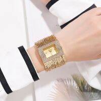 Cacaxi การค้าต่างประเทศสายเหลี่ยมนาฬิกาผู้หญิงนาฬิกาควอตซ์ทอง AliExpress Cross-border Rhinestone Watch A239