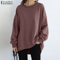 ۩ ZANZEA Korean Style Womens O Neck Plain Basic Long Sleeve Sweatshirt Pullover Tops