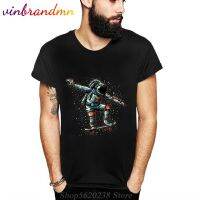 Fashion MenS T-Shirt 100% Cotton Astronaut Play The Skateboard Graphic Print Short Sleeve Design Men T-Shirt