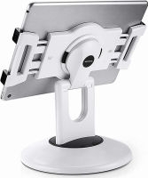 AboveTEK Retail Kiosk iPad Stand, 360° Rotating Commercial Tablet Stand, 6-13.5" Ipad Mini Pro-Business Tablet Holder, Swivel Design for Store POS Office Showcase Reception Kitchen Desktop (White)