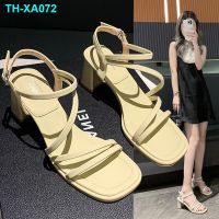 The new 2023 summer French niche high-heeled sandals fairy female thick with strap to match a word shoes of Rome