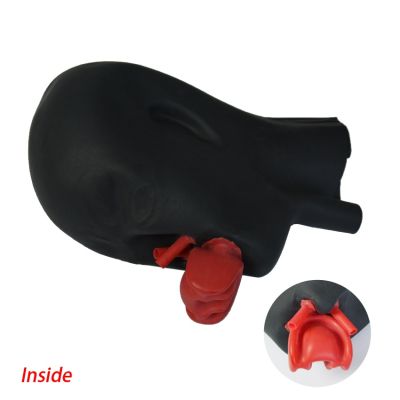 Free Shipping ! 3D Latex Human Hood Mask Closed Eyes Fetish Hood With Red Mouth Sheath Tongue Nose Tube