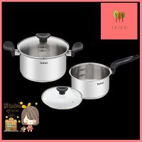 ชุดหม้อสเตนเลสพร้อมฝาแก้ว Primary Set TEFAL รุ่น E308S474 (ชุด 4 ชิ้น) สีเงิน **สามารถออกใบกำกับภาษีได้ค่ะ**