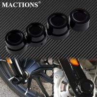 4Pcs Motorcycle Front &amp; Rear Axle Nut Covers Caps Black For Harley Sportster XL Dyna Fat Bob FXDF Tou Electra Glide Softail