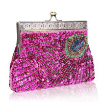 Vintage Peacock Style Women Sequin Evening Clutch Bag Chain Shoulder Bag Bolsas Mujer For Banquet Wedding Party New Arrival