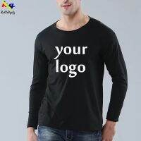 bjh❅℡☬  logo long-sleeved spring and autumn mens womens round neck casual fitness jogging solid top