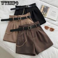 WTEMPO шорты женский กางเกงขาสั้นผู้หญิงขากว้าง A-Line สั้น 2023 แฟชั่นเกาหลี Y2k กางเกงลำลองเอวสูง Drop Shipping