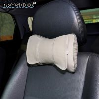 BROSHOO 1Pair Hot Sale Top Quality Genuine Leather Headrest Neck Pillow Car Rest Cushion Car Pillow Car Styling Free Shipping