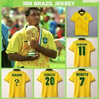 เสื้อกีฬาแขนสั้น ลายทีมบราซิล 1994 RONALDO ROMARIO BEBETO สไตล์เรโทรคลาสสิก