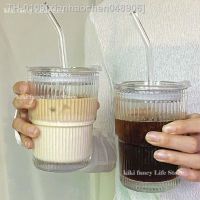 ﺴ❁✟ xianhaochen048906 Simples Glass Cup com e Palha Caneca De Café Transparente Cup Suco Vidro Mocha Cups Mug 450ml