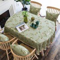 [COD] oval tablecloth fabric leprosy fresh floral telescopic folding cloth