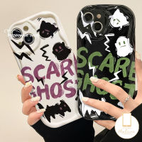 MissConnie เคสแมวผีการ์ตูนคู่ที่เข้ากันได้กับ iPhone 7Plus 11 13 14 12 Pro Max XR 7 8 6S 6 Plus X XS Max SE 2020น้อยน่ารักสัตว์ประหลาด3D หยักขอบโค้งมนเคส Tpu นิ่ม