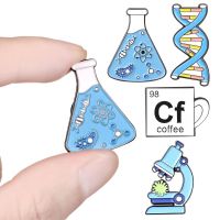 hot【DT】 TURELOVEScience Enamel Pin Microscope Beaker Chemical Biological Experimental Metal Brooches Badges