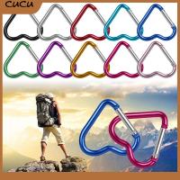 CUCU 3/6/9pcs 10 สี ที่แขวนขวดน้ำ อุปกรณ์ปีนเขา คาราไบเนอร์อะลูมิเนียม คลิปพวงกุญแจ ที่เกี่ยวพวงกุญแจ หัวเข็มขัดรูปหัวใจ