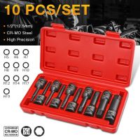 1/2 Pneumatic Wrench Hexagonal Drive Bits Kit Cr-V Steel Hex Socket Driver ToolKit Metric Power Nuts Driver Drill Bit Tools Set