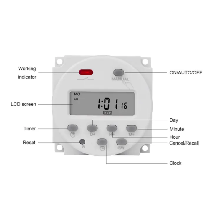 สวิตช์ตั้งเวลาดิจิตอลสำหรับใช้ในบ้านสวิตช์ตั้งโปรแกรมเวลาได้แบบแมนนวล-แผงอัตโนมัติ-ติดผนังสำหรับเครื่องใช้ไฟฟ้า