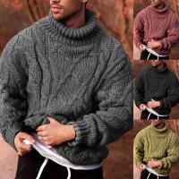 Mens Sweater Fashion Twist Braid Autumn Winter Knit Sweater Solid Color Cotton Warm Slim Fit Turtle-Neck Jumper Pullover свитер