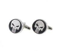 【✎】 Lego Fashion x ผู้ชายโรเดียมชุบลงโทษสัญลักษณ์ลิงค์การ์ตูนภาพยนตร์ Punisher กะโหลก Cuff Link