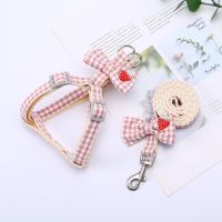 Dog Harness For Small Dogs Cats Adjustable Kitten Collar Pet Harness With Leash Set Plaid Chest Vest Leash Dog Leads Accessories
