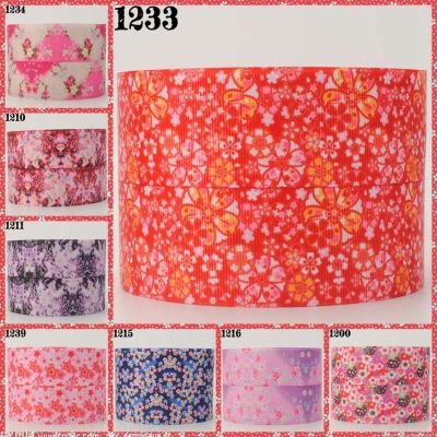 【CC】 NEW 50 yards Hot Sale flower ribbon printed grosgrain ribbons free shipping
