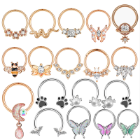 1PC Stainless Steel Nose Hoop Septum Rings Star Moon Spider Hinged Segment Clicker Nose Ring Halloween Piercing Jewelry 8/10mm Body jewellery