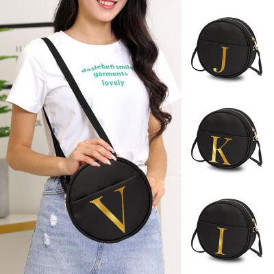 Ladies Small Round Bag Harajuku Wild Crossbody Shoulder Bag Gold Letter Printing Ladies Fashion Cosmetic Storage Bags Wallet