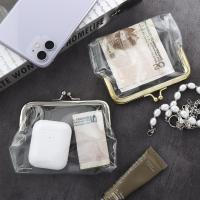 MSHNXA แบบพกพาสไตล์ Ins กระเป๋าเงินแบบเครดิตไอดีการ์ดบัตรรถประจำทางตัวล็อคกระดุมกระเป๋าเก็บบัตรกระเป๋าสตางค์ Dompet Koin โปร่งใสกระเป๋าสตางค์ขนาดเล็ก