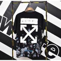 OFF-white แฟชั่นเสื้อยืดแขนสั้นผ้าฝ้ายพลัสไซส์