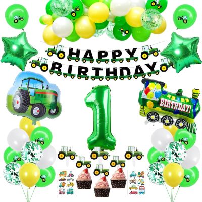 ☽ 1-5 Year Boy Birthday Tractor Decorations Kids Baby Shower Supplies