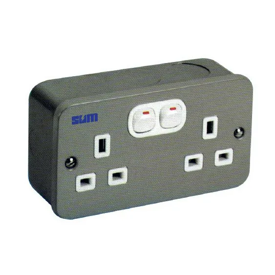 SUM MSD213 Switch Socket 13 AMP SURFACE & BASE METAL CLAD Double Switches Socket Lazada