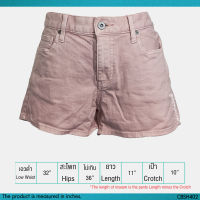USED Uniqlo - Faded Pink Denim Shorts | กางเกงยีนส์ขาสั้นสีชมพู เอวต่ำ ขากว้าง ทรงกระบอก สีพื้น สายฝอ แท้ มือสอง